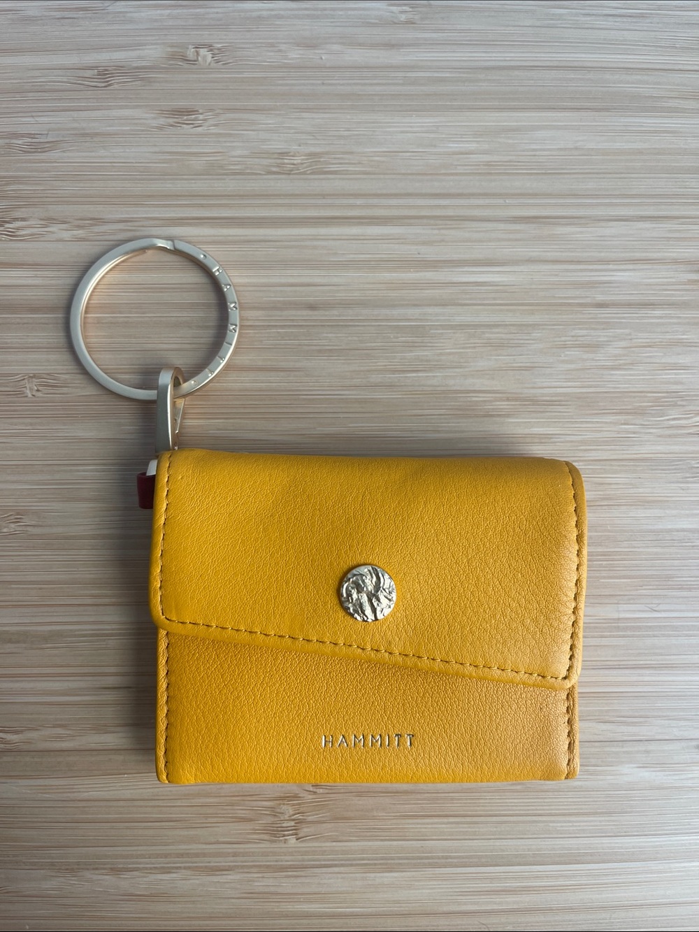Hammitt Mustard Yellow Leather Key & Card Holder with Keyring